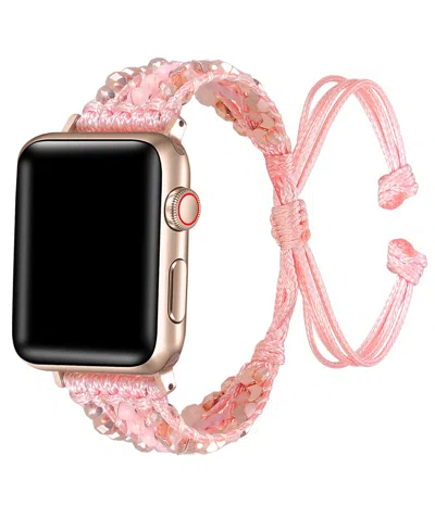 Posh Tech Women's Gemma Weave Band For Apple Watch Size-42mm,44mm,45mm,49mm In Pink