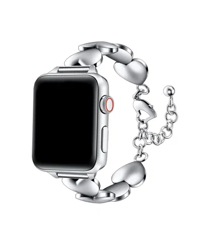 Posh Tech Women's Lover Heart Stainless Steel Band For Apple Watch 42mm, 44mm, 45mm, 49mm In Silver