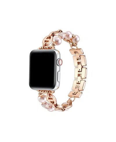 Posh Tech Luna Faux Pearl Band For Apple Watch 40,41,42mm In Rose Gold