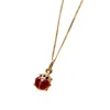 Posh Totty Designs 9ct Gold Enamel Ladybird Charm Necklace In Red
