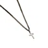 Posh Totty Designs Black Men's Oxidised Silver Small Cross Necklace In Brown