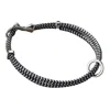 Posh Totty Designs Black / Silver / White Men's Herringbone Cord Message Bracelet In Multi