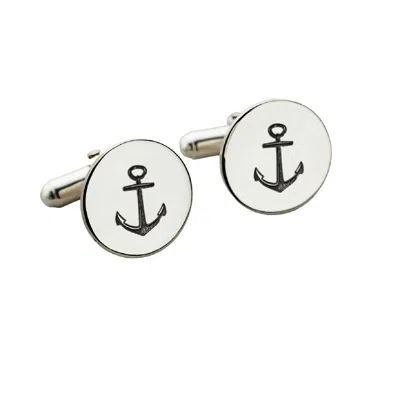 Posh Totty Designs Men's Anchor Disc Cufflinks In Gray