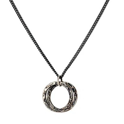 Posh Totty Designs Men's Grey / Silver Oxidised Sterling Silver Textured Interlinking Hoops Necklace In Gray