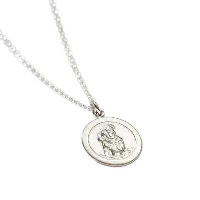 Posh Totty Designs Men's Mini Sterling Silver St Christopher Necklace