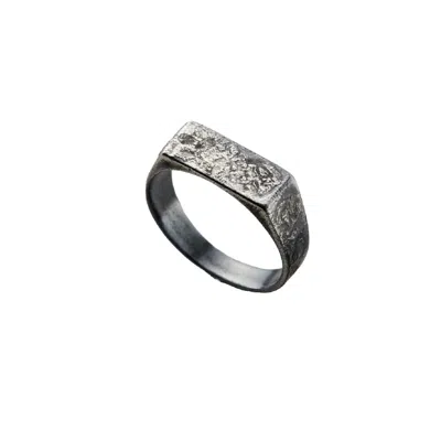 Posh Totty Designs Men's Molten Oxidised Sterling Silver Signet Ring