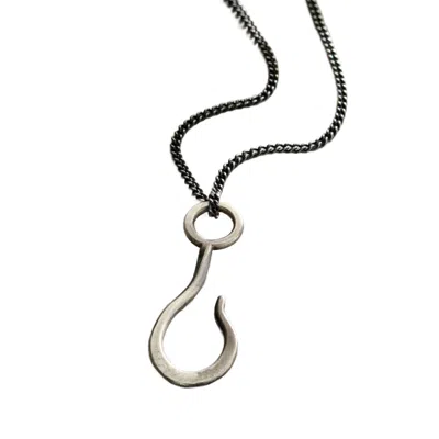 Posh Totty Designs Men's Oxidised Sterling Silver Hook Necklace