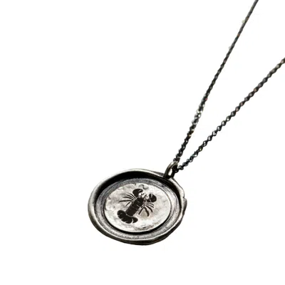 Posh Totty Designs Men's Oxidised Sterling Silver Lobster Wax Seal Necklace