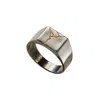 Posh Totty Designs Men's Silver Chunky Oxidised Kintsugi Signet Ring