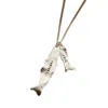 Posh Totty Designs Men's Silver Fortune And Luck Fortune Fish Pendant Necklace In Gold