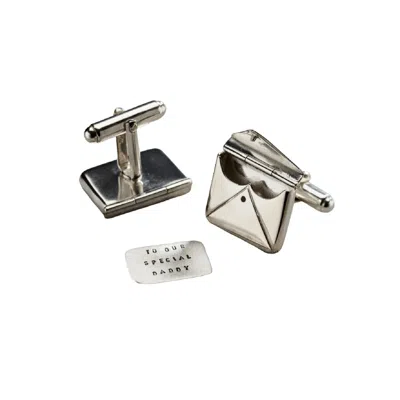 Posh Totty Designs Men's Silver To Our Daddy Message Envelope Cufflinks