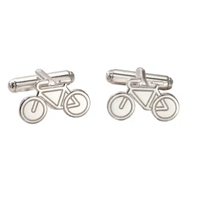 Posh Totty Designs Men's Sterling Silver Bicycle Cufflinks In Metallic