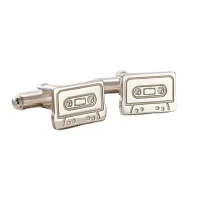 Posh Totty Designs Men's Sterling Silver Cassette Tape Cufflinks In Pattern