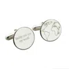 Posh Totty Designs Men's Sterling Silver Daddy You Are My World Globe Travel Cufflinks In Silver