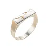 Posh Totty Designs Men's Sterling Silver Rectangle Kintsugi Signet Ring In Silver