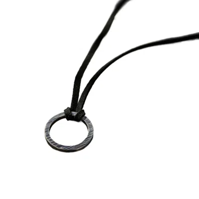 Posh Totty Designs Men's Sterling Silver Textured Quote Ring Black Leather Necklace
