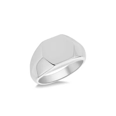 Posh Totty Designs Men's Sterling Silver Unisex Hexagon Signet Ring