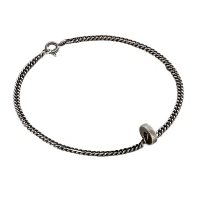 Posh Totty Designs Mens Oxidised Sterling Silver Mini Spinning Disc Bracelet