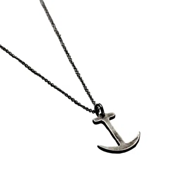 Posh Totty Designs Oxidised Sterling Silver Mens Anchor Necklace