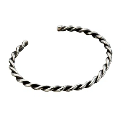 Posh Totty Designs Silver / Black Men's Twisted Oxidised Sterling Silver Cuff In Multi