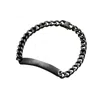 Posh Totty Designs Silver Mens Id Bar Bracelet In Black