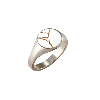 Posh Totty Designs Silver Mens Kintsugi Signet Ring