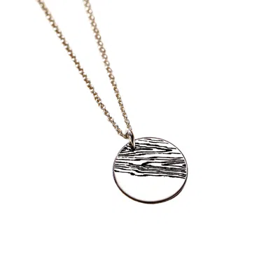 Posh Totty Designs Sterling Silver Men's Engraved Wood Grain Disc Necklace
