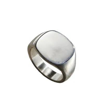 Posh Totty Designs Sterling Silver Mens Rounded Square Signet Ring