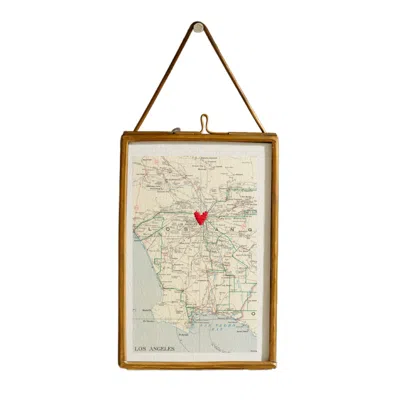 Posh Totty Designs White Vintage Los Angeles Map Picture With Stitched Heart