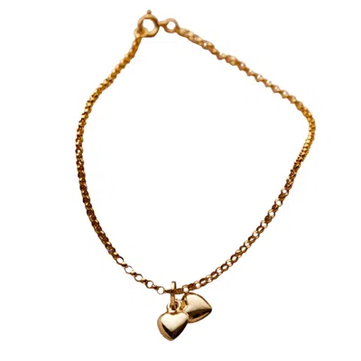 Posh Totty Designs Women's 9ct Gold Double Heart Charm Bracelet