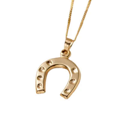 Posh Totty Designs Women's 9ct Gold Horseshoe Pendant Necklace