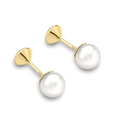 Posh Totty Designs Women's 9ct Gold Pearl And Cz Stud Earrings