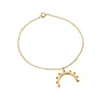 Posh Totty Designs Women's 9ct Gold Plated Crown Horn Charm Bracelet In Gold