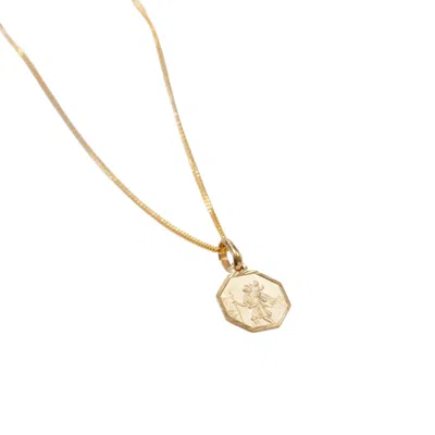 Posh Totty Designs Women's 9ct Solid Gold St Christopher Necklace In Brown