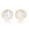 Posh Totty Designs Women's 9ct Yellow Gold Stud Earrings With Cubic Zirconia In White
