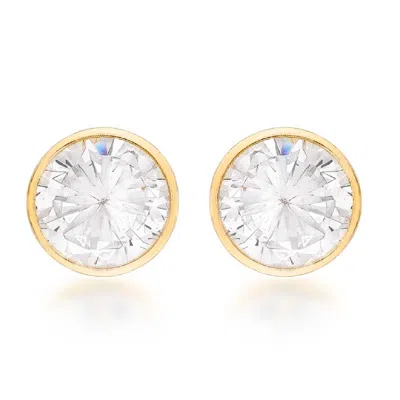 Posh Totty Designs Women's 9ct Yellow Gold Stud Earrings With Cubic Zirconia