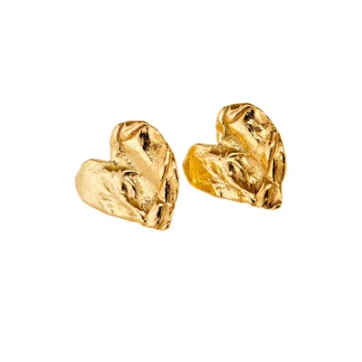 Posh Totty Designs Women's Fortune Gold Heart Stud Earrings