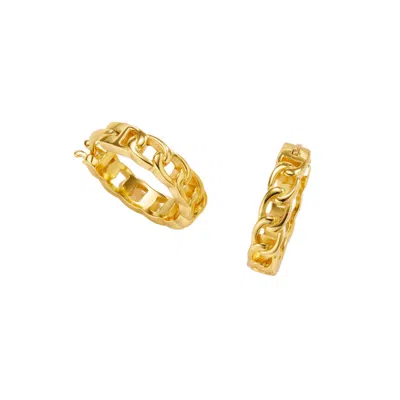 Posh Totty Designs Women's Gold Curb Chain Link Hoop Earrings