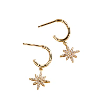 Posh Totty Designs Women's Gold Cz North Star Hanging Earrings