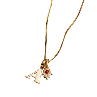 Posh Totty Designs Women's Gold Hamsa Hand Talisman And Letter Charm Necklace