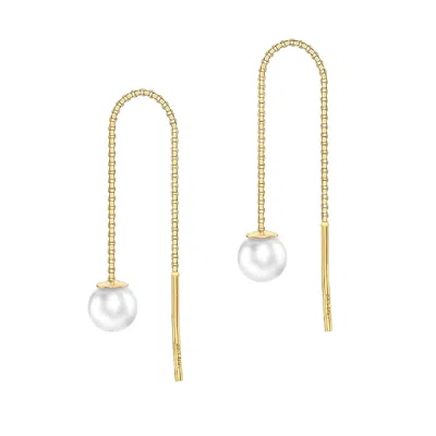 Posh Totty Designs Women's Gold Pearl Thread Through Earrings