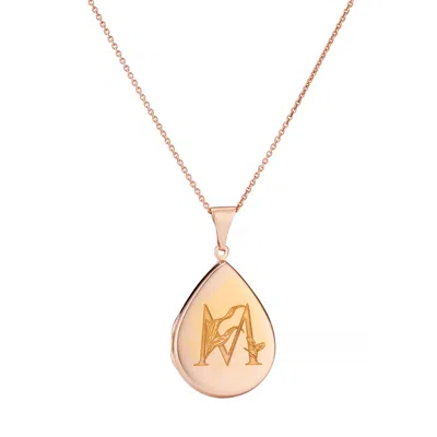 Posh Totty Designs Women's Gold Plated Floral Engraved Initial Locket Necklace