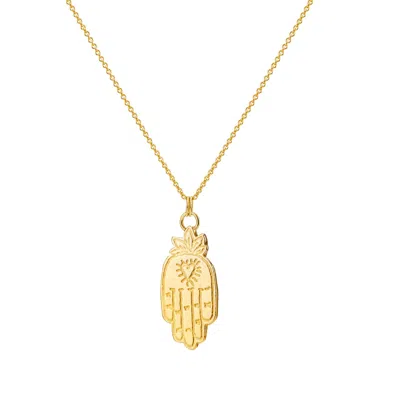 Posh Totty Designs Women's Gold Plated Large Hamsa Hand Necklace