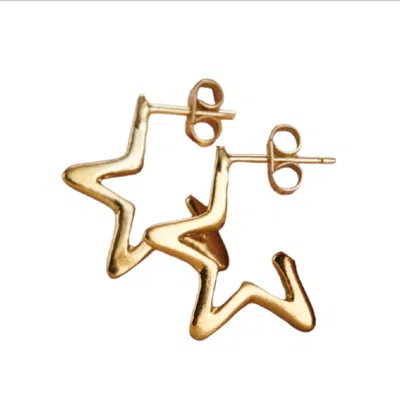 Posh Totty Designs Women's Gold Plated Open Star Hoop Earrings