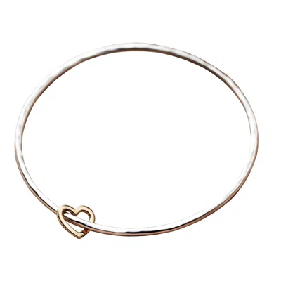 Posh Totty Designs Women's Gold / Silver Gold Heart Sterling Silver Bangle