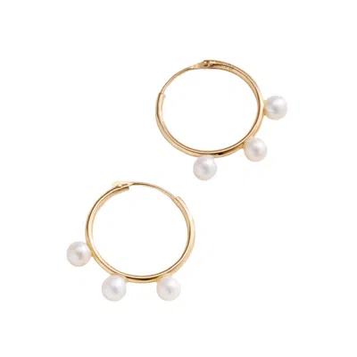 Posh Totty Designs Women's Gold Triple Pearl Hoop Earrings