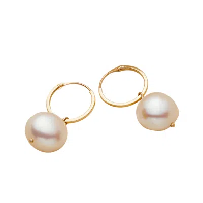 Posh Totty Designs Women's Large Pearl Gold Hoop Earrings
