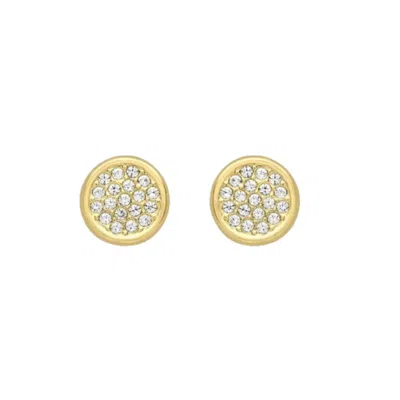 Posh Totty Designs Women's Pavé Disc Gold Stud Earrings With Cubic Zirconia