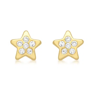 Posh Totty Designs Women's Pavé Star Gold Stud Earrings With Cubic Zirconia