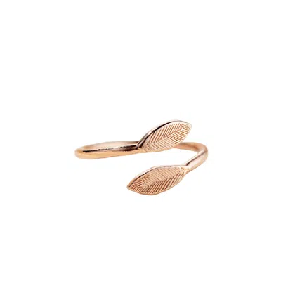 POSH TOTTY DESIGNS WOMEN'S ROSE GOLD PLATED LEAF OPEN RING